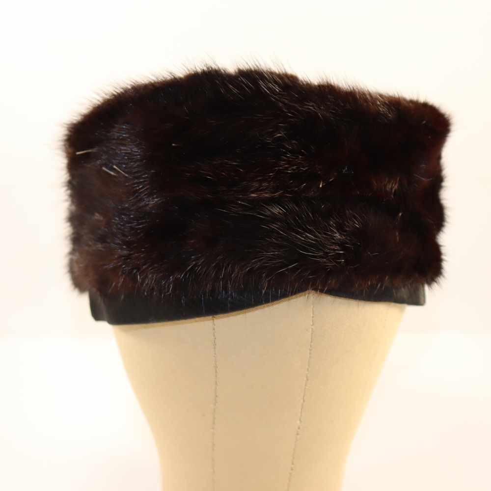 Unbranded Real Fur Pillbox Hat OS Brown Womens Vintage Winter‎ Accessory